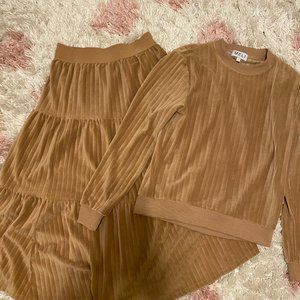 Velvet skirt and shirt set